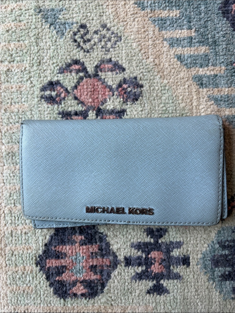 Michael Kors Light Blue Saffiano Leather Continental Wallet